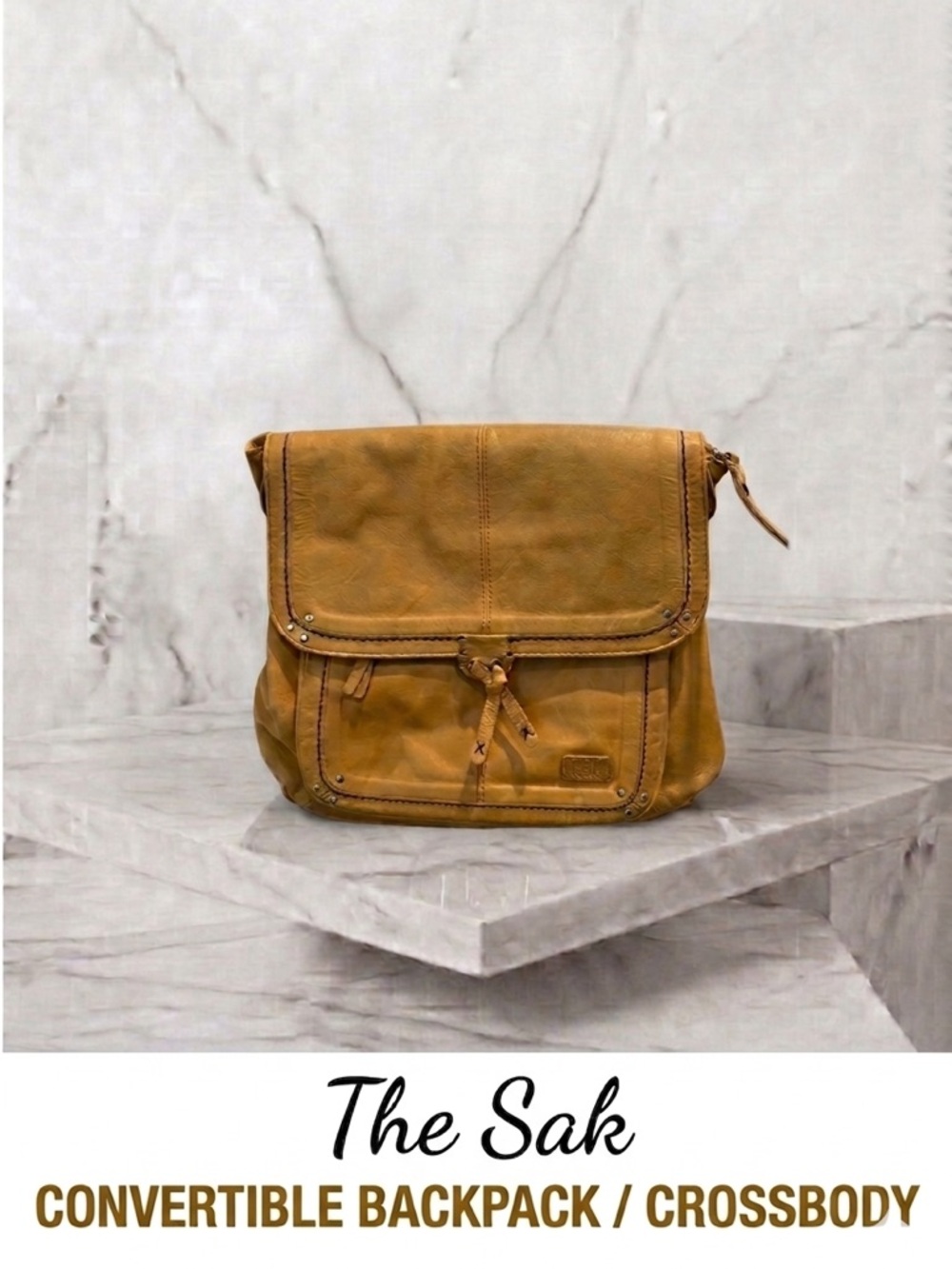 The Sak Leather Convertible Crossbody/Backpack - Mustard